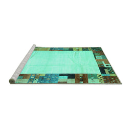 Sideview of Machine Washable Solid Turquoise Modern Area Rugs, wshcon1526turq