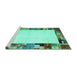 Sideview of Machine Washable Solid Turquoise Modern Area Rugs, wshcon1526turq