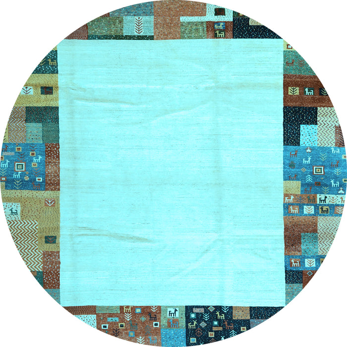 Round Machine Washable Solid Light Blue Modern Rug, wshcon1526lblu