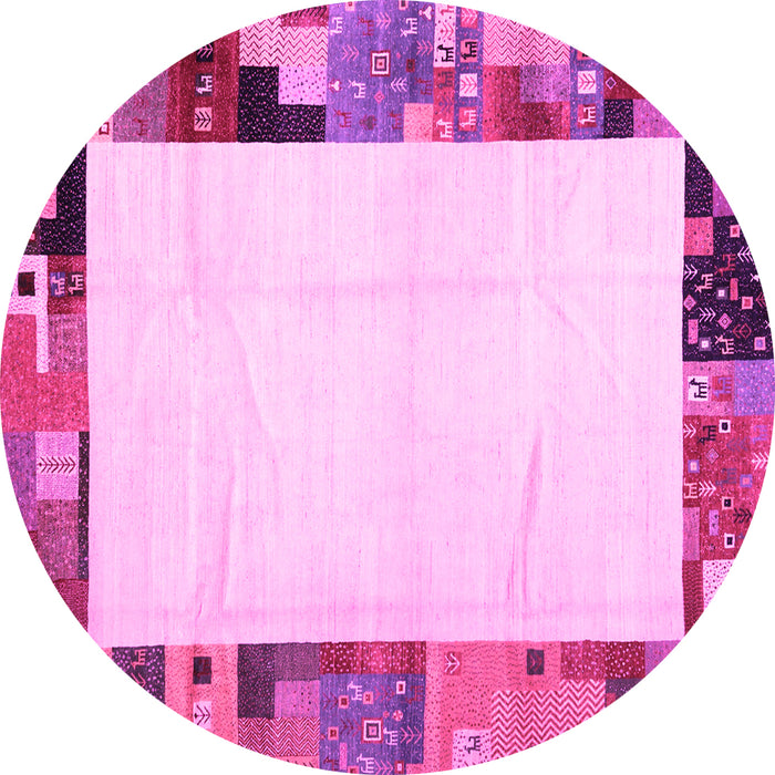 Round Solid Pink Modern Rug, con1526pnk