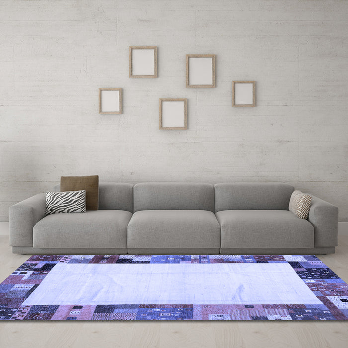 Machine Washable Solid Blue Modern Rug in a Living Room, wshcon1526blu