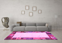 Machine Washable Solid Pink Modern Rug, wshcon1526pnk