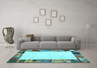 Machine Washable Solid Light Blue Modern Rug, wshcon1526lblu