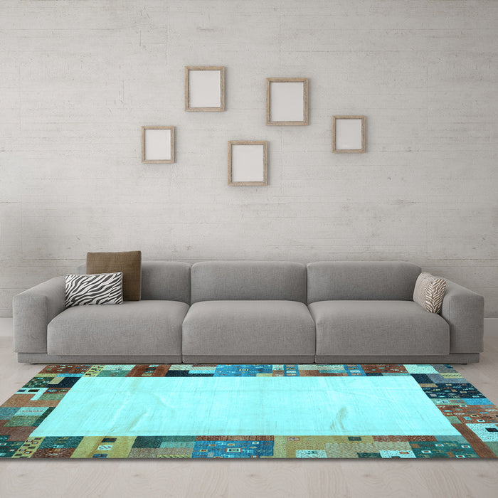 Machine Washable Solid Light Blue Modern Rug in a Living Room, wshcon1526lblu