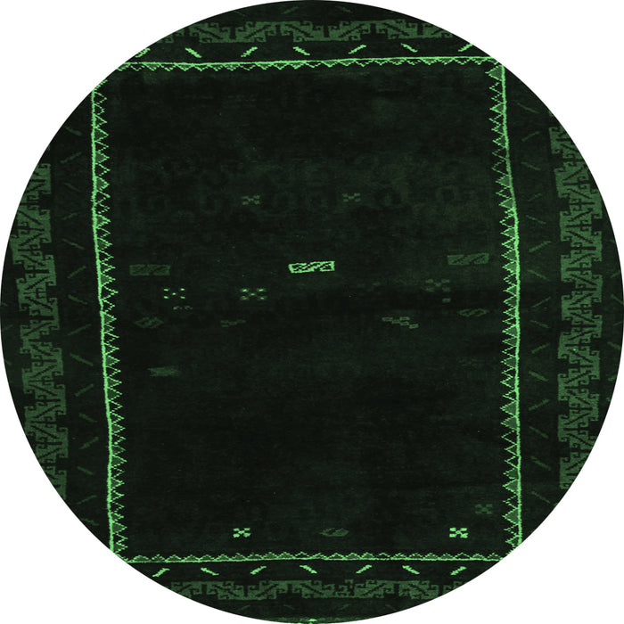 Round Abstract Emerald Green Contemporary Rug, con1527emgrn