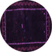 Round Machine Washable Abstract Purple Contemporary Area Rugs, wshcon1527pur