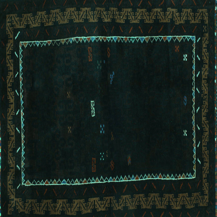 Square Abstract Turquoise Contemporary Rug, con1527turq