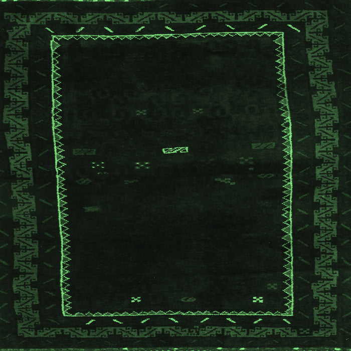 Square Abstract Emerald Green Contemporary Rug, con1527emgrn