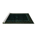 Sideview of Machine Washable Abstract Turquoise Contemporary Area Rugs, wshcon1527turq