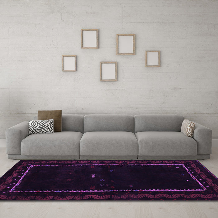 Machine Washable Abstract Purple Contemporary Area Rugs in a Living Room, wshcon1527pur