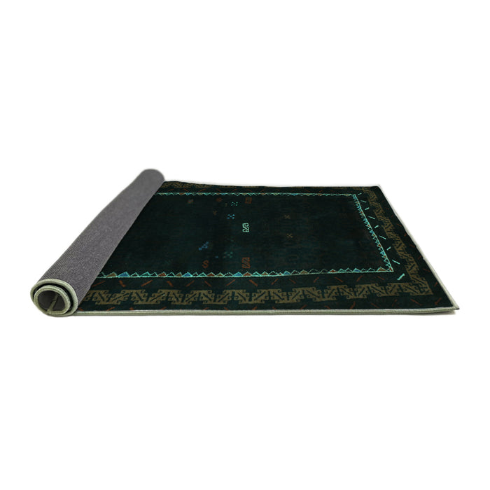 Sideview of Abstract Turquoise Contemporary Rug, con1527turq