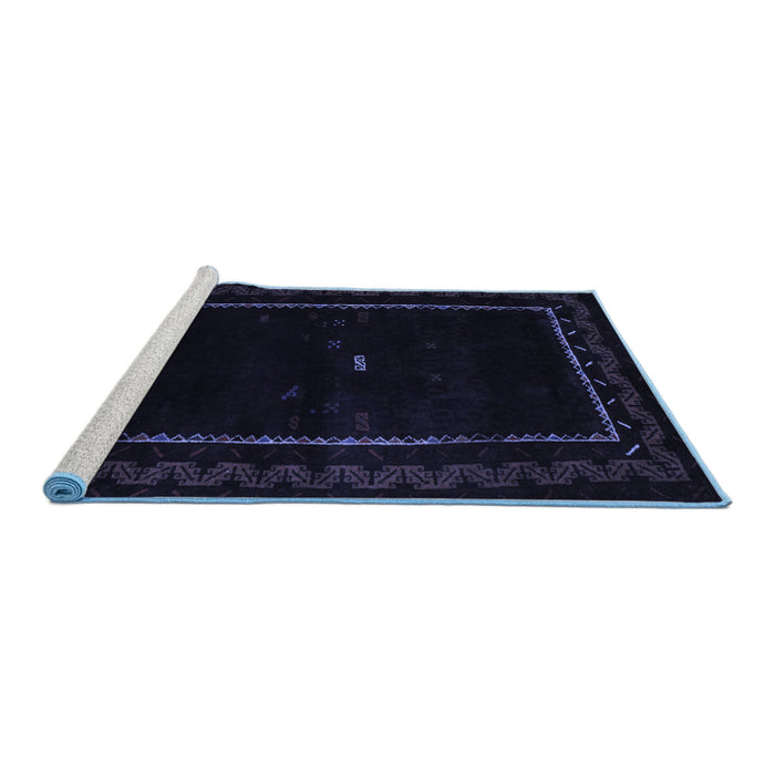 Sideview of Machine Washable Abstract Blue Contemporary Rug, wshcon1527blu