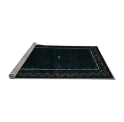 Sideview of Machine Washable Abstract Light Blue Contemporary Rug, wshcon1527lblu