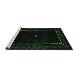 Sideview of Machine Washable Abstract Emerald Green Contemporary Area Rugs, wshcon1527emgrn