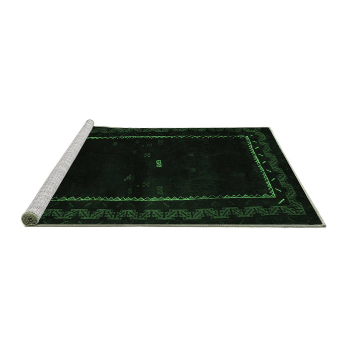Sideview of Machine Washable Abstract Emerald Green Contemporary Area Rugs, wshcon1527emgrn