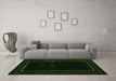 Machine Washable Abstract Green Contemporary Area Rugs in a Living Room,, wshcon1527grn