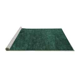 Sideview of Machine Washable Abstract Turquoise Contemporary Area Rugs, wshcon1528turq