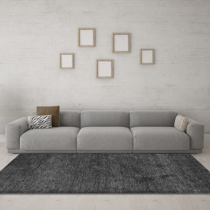 Machine Washable Abstract Gray Contemporary Rug in a Living Room,, wshcon1528gry