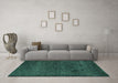 Machine Washable Abstract Turquoise Contemporary Area Rugs in a Living Room,, wshcon1528turq