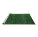 Sideview of Machine Washable Abstract Emerald Green Contemporary Area Rugs, wshcon1528emgrn