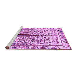 Sideview of Machine Washable Abstract Purple Contemporary Area Rugs, wshcon1529pur