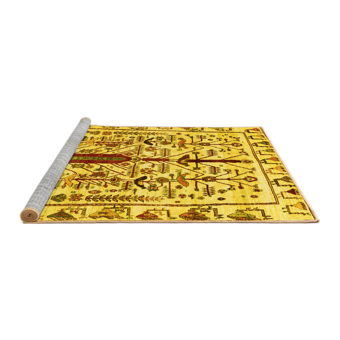 Sideview of Machine Washable Abstract Yellow Contemporary Rug, wshcon1529yw