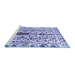Sideview of Machine Washable Abstract Blue Contemporary Rug, wshcon1529blu
