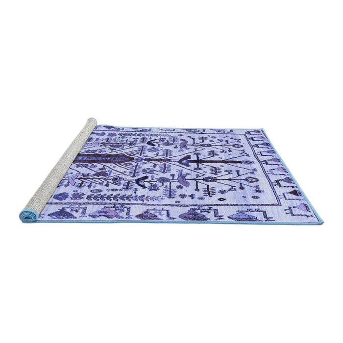 Sideview of Machine Washable Abstract Blue Contemporary Rug, wshcon1529blu