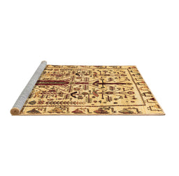 Sideview of Machine Washable Abstract Brown Contemporary Rug, wshcon1529brn