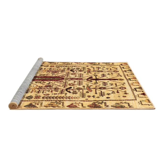 Sideview of Machine Washable Abstract Brown Contemporary Rug, wshcon1529brn