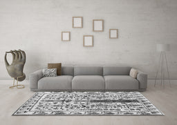 Machine Washable Abstract Gray Contemporary Rug in a Living Room,, wshcon1529gry