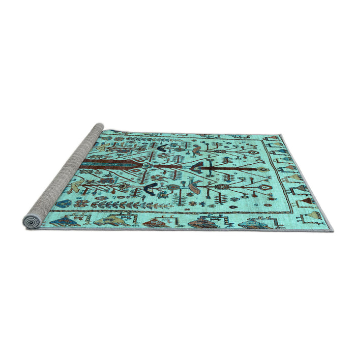 Sideview of Machine Washable Abstract Light Blue Contemporary Rug, wshcon1529lblu