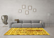 Machine Washable Abstract Yellow Contemporary Rug in a Living Room, wshcon1529yw