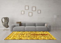 Machine Washable Abstract Yellow Contemporary Rug, wshcon1529yw