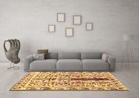 Machine Washable Abstract Brown Contemporary Rug, wshcon1529brn