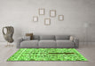 Machine Washable Abstract Green Contemporary Area Rugs in a Living Room,, wshcon1529grn