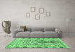 Machine Washable Abstract Emerald Green Contemporary Area Rugs in a Living Room,, wshcon1529emgrn