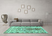 Machine Washable Abstract Turquoise Contemporary Area Rugs in a Living Room,, wshcon1529turq