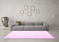 Machine Washable Solid Pink Modern Rug, wshcon152pnk