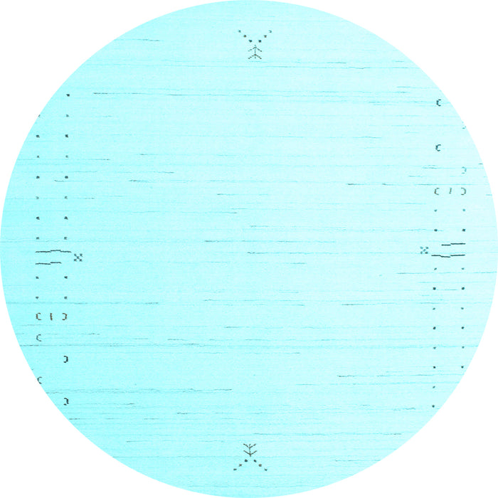 Round Machine Washable Solid Light Blue Modern Rug, wshcon152lblu