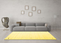 Machine Washable Solid Yellow Modern Rug, wshcon152yw