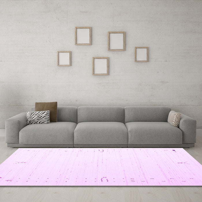 Machine Washable Solid Purple Modern Area Rugs in a Living Room, wshcon152pur