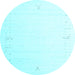 Round Solid Light Blue Modern Rug, con152lblu