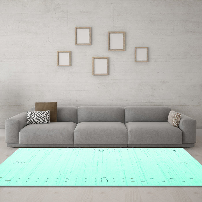 Machine Washable Solid Turquoise Modern Area Rugs in a Living Room,, wshcon152turq