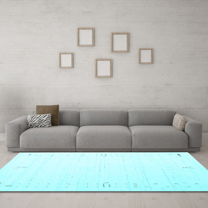 Machine Washable Solid Light Blue Modern Rug in a Living Room, wshcon152lblu