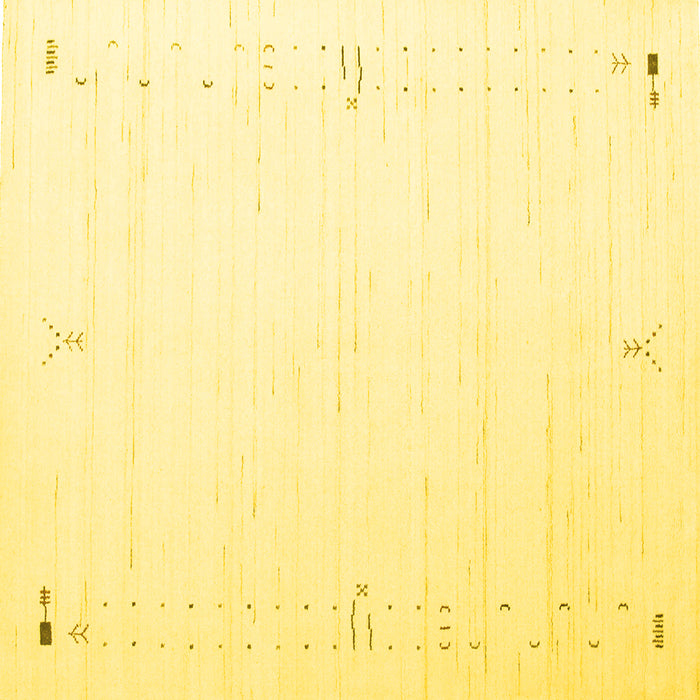 Square Machine Washable Solid Yellow Modern Rug, wshcon152yw