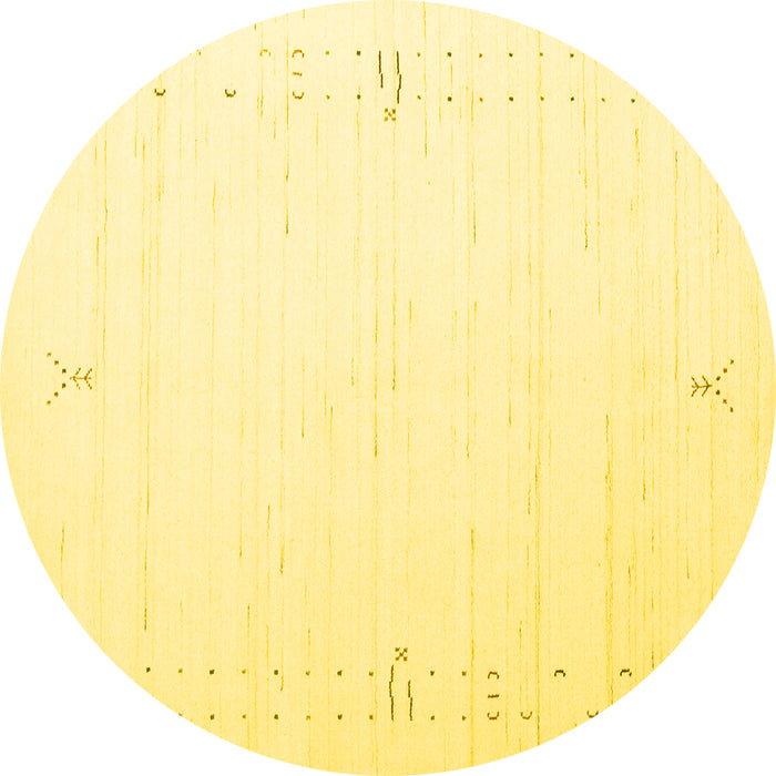 Round Machine Washable Solid Yellow Modern Rug, wshcon152yw