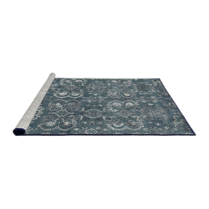 Serging Thickness of Machine Washable Contemporary Blue Rug, wshcon1530