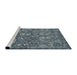 Serging Thickness of Machine Washable Contemporary Blue Rug, wshcon1530