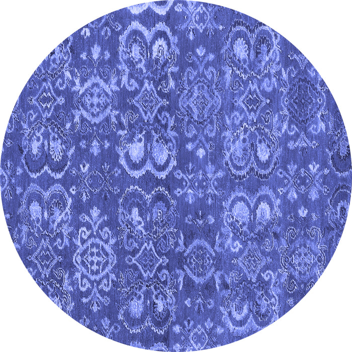 Round Machine Washable Abstract Blue Contemporary Rug, wshcon1530blu